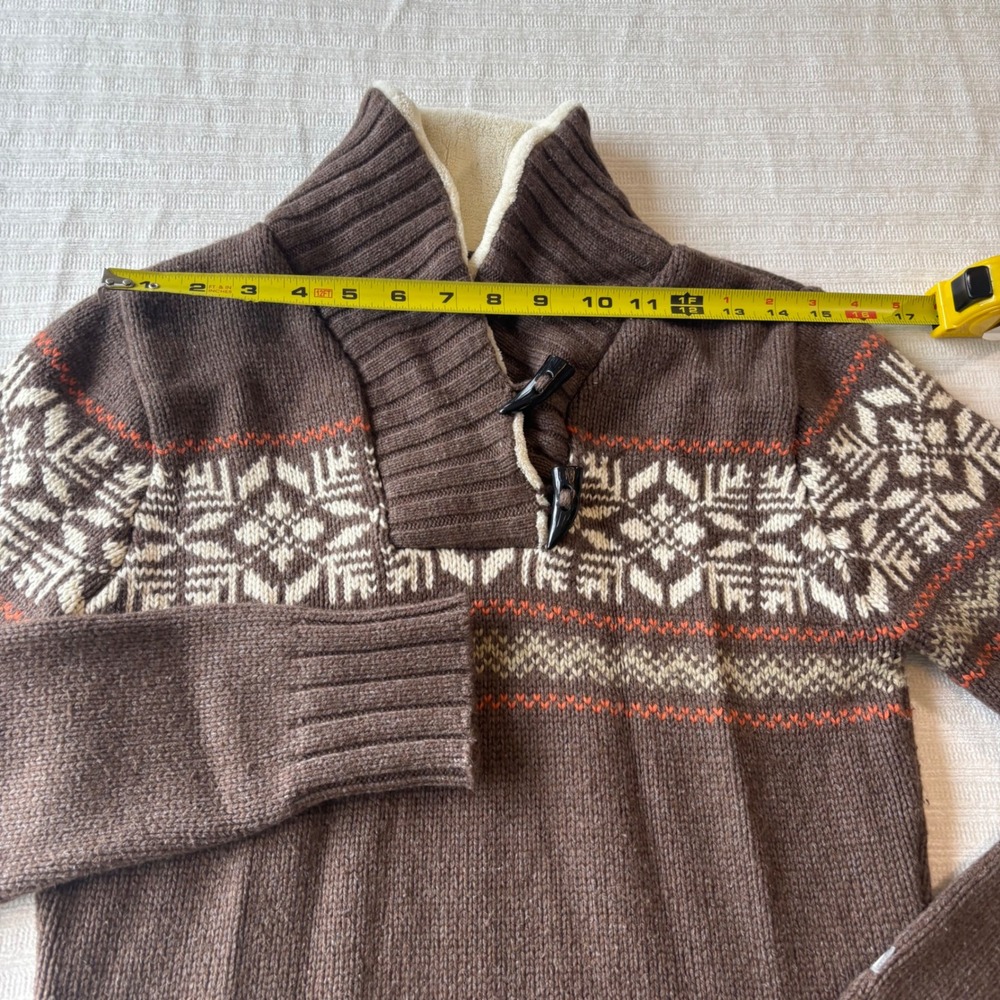 The North Face Womens Brown Fair Isle‎ Toggle Shawl Neck Wool Blend Sweater M - Picture 11 of 12